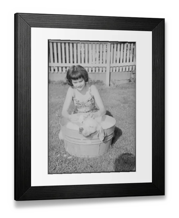 Framed Print : Mary Ellen Lanks Washing Dog Framed Print : Mary Ellen Lanks Washing Dog