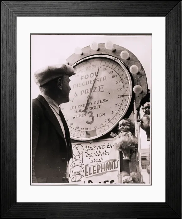 Framed Print : Carnival Weight Guessing Machine Framed Print : Carnival Weight Guessing Machine