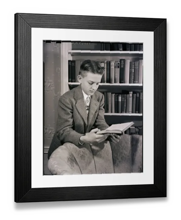 Framed Print : Boy Reading Book