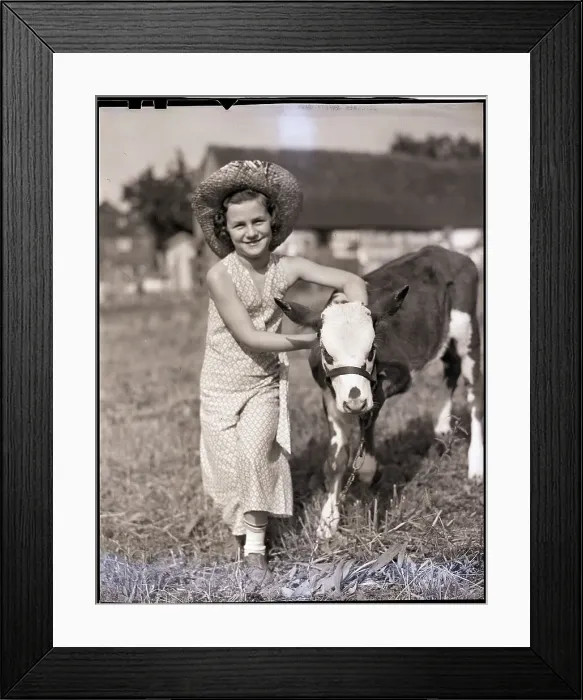 Framed Print : Girl Walking With Calf