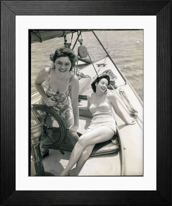 Framed Print : Women at the Helm of Sailboat Framed Print : Women at the Helm of Sailboat