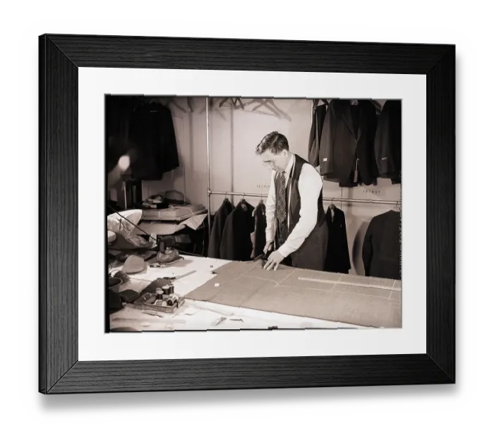 Framed Print : Tailor Cutting Fabric Framed Print : Tailor Cutting Fabric