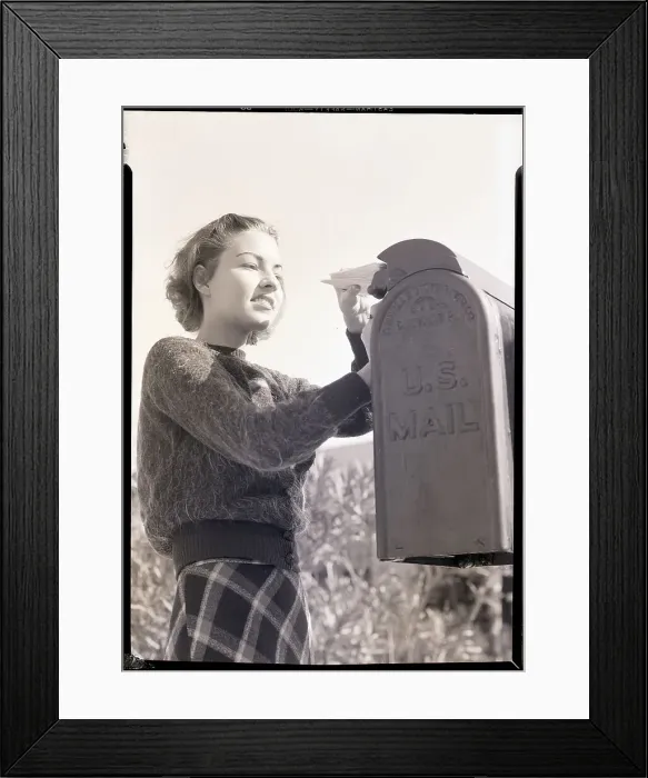 Framed Print : Girl Mailing Letter Framed Print : Girl Mailing Letter