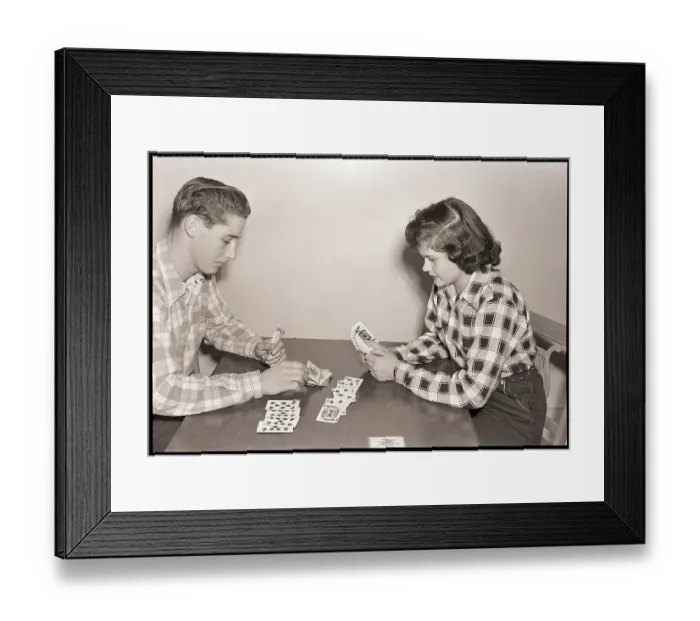 Framed Print : Man and Woman Playing Cards Framed Print : Man and Woman Playing Cards
