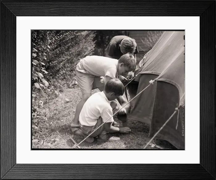 Framed Print : Boys Behind Tent Framed Print : Boys Behind Tent