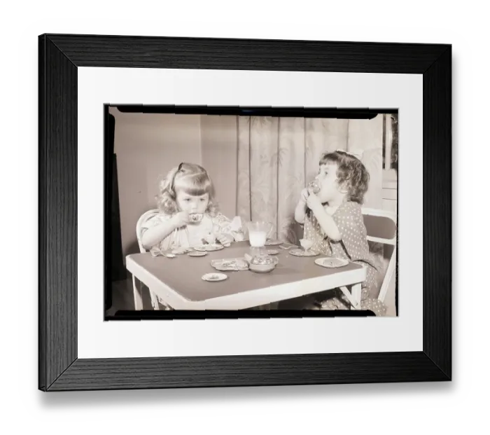 Framed Print : Little Girls Having Tea Party Framed Print : Little Girls Having Tea Party