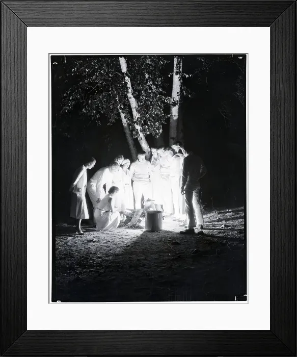 Framed Print : People Standing a Campfire Framed Print : People Standing a Campfire
