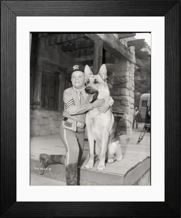 Framed Print : Lee Aaker as Scout Hugs Rin Tin Tin Framed Print : Lee Aaker as Scout Hugs Rin Tin Tin