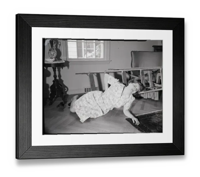 Framed Print : Woman Falling from Ladder