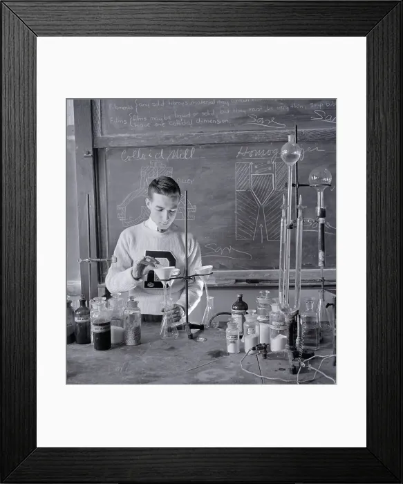Framed Print : Teen Working on Experiment Framed Print : Teen Working on Experiment