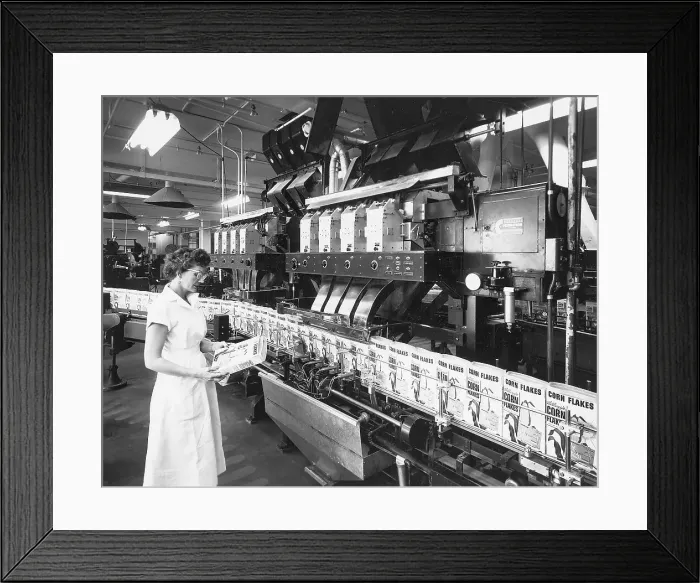 Framed Print : Packaging Machine at Corn Flakes Factory Framed Print : Packaging Machine at Corn Flakes Factory