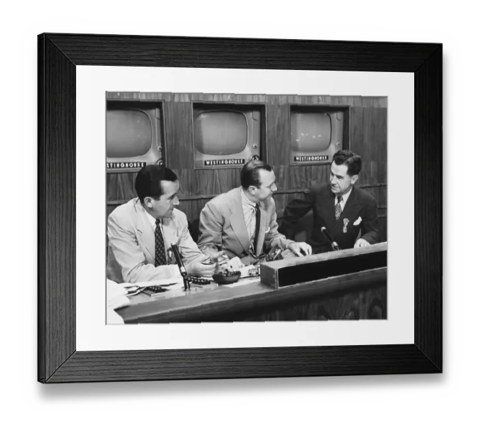 Framed Print : Edward R. Murrow, Walter Cronkite, and Lowell Thomas