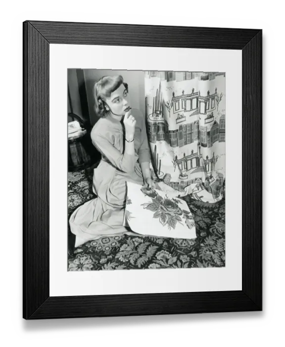 Framed Print : Woman Thinking About Home Design Framed Print : Woman Thinking About Home Design
