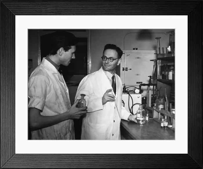 Framed Print : Chemist Hans Adolf Krebs and Assistant in Laboratory Framed Print : Chemist Hans Adolf Krebs and Assistant in Laboratory