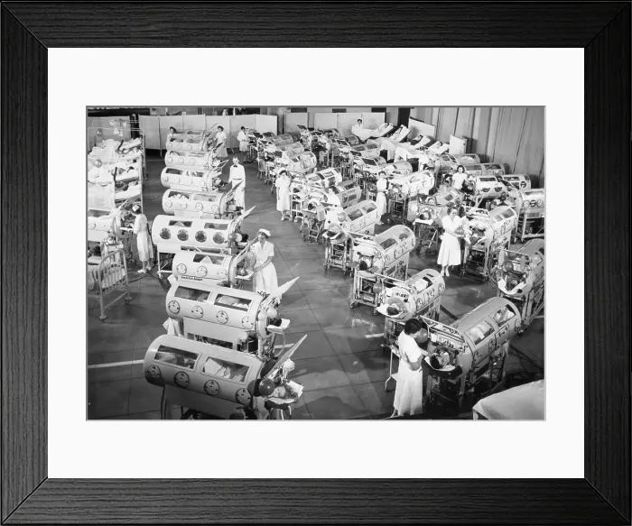Framed Print : Iron Lungs in a Polio Ward Framed Print : Iron Lungs in a Polio Ward