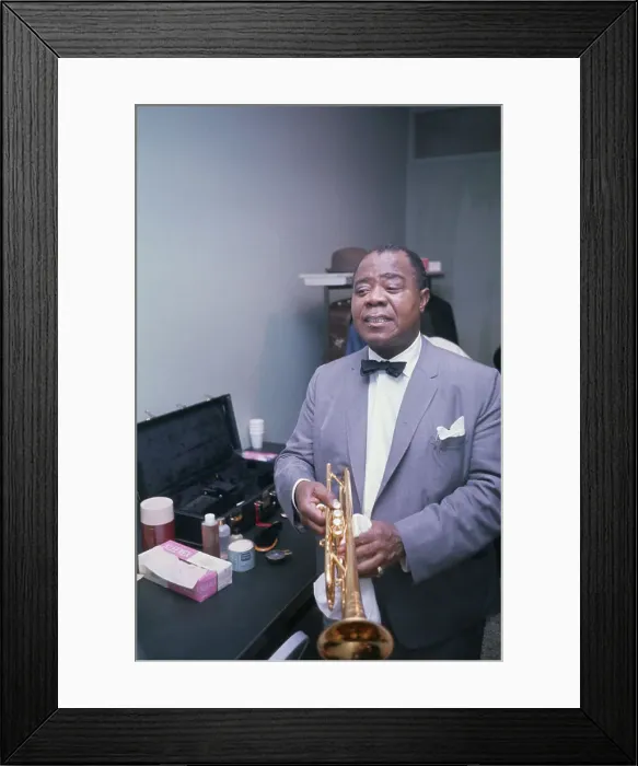 Framed Print : Louis Armstrong Holding Trumpet Framed Print : Louis Armstrong Holding Trumpet