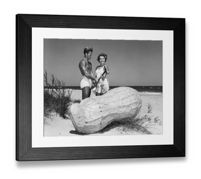 Framed Print : Dale Price and John Trivette Cracking Peanut