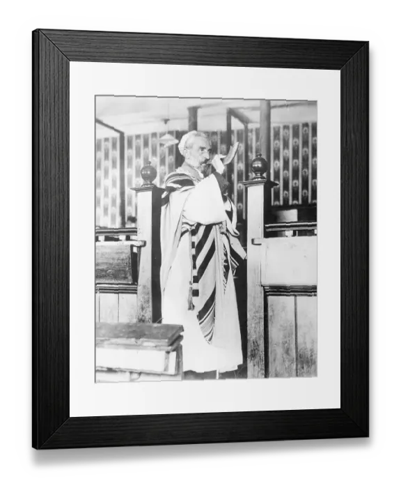Framed Print : Man Sounding Ram's Horn