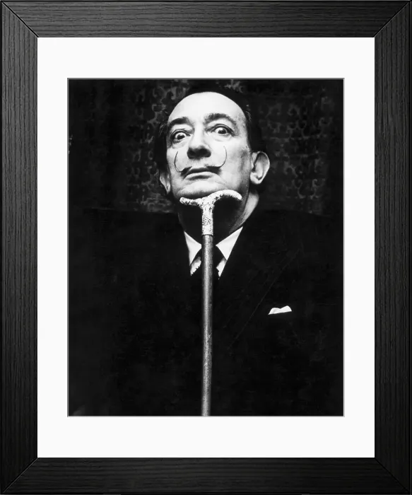Framed Print : Salvador Dali Resting His Head on Cane Framed Print : Salvador Dali Resting His Head on Cane
