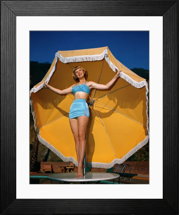 Framed Print : Woman Modeling Bathing Suit Framed Print : Woman Modeling Bathing Suit