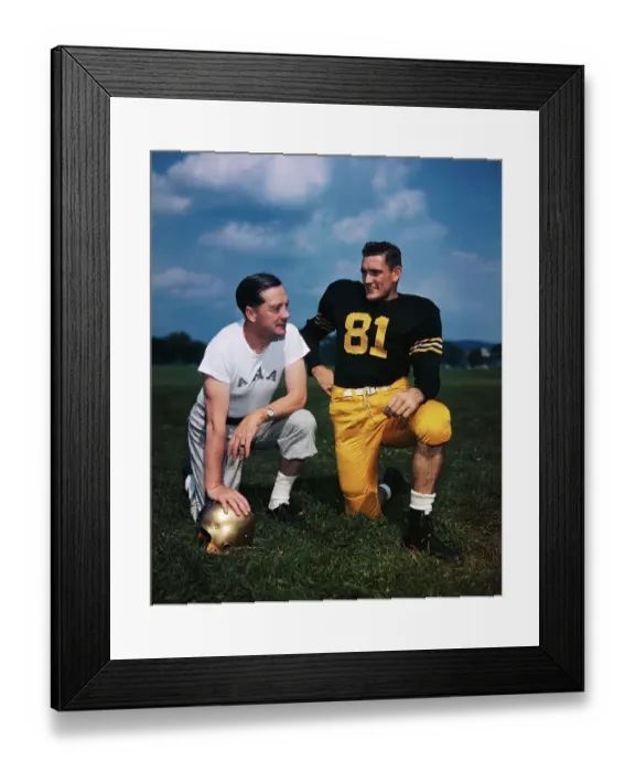 Framed Print : Earl Blaik and Dan Foldberg Kneeling on Field Framed Print : Earl Blaik and Dan Foldberg Kneeling on Field