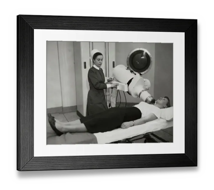Framed Print : Nurse with Patient During Telecobalt Test