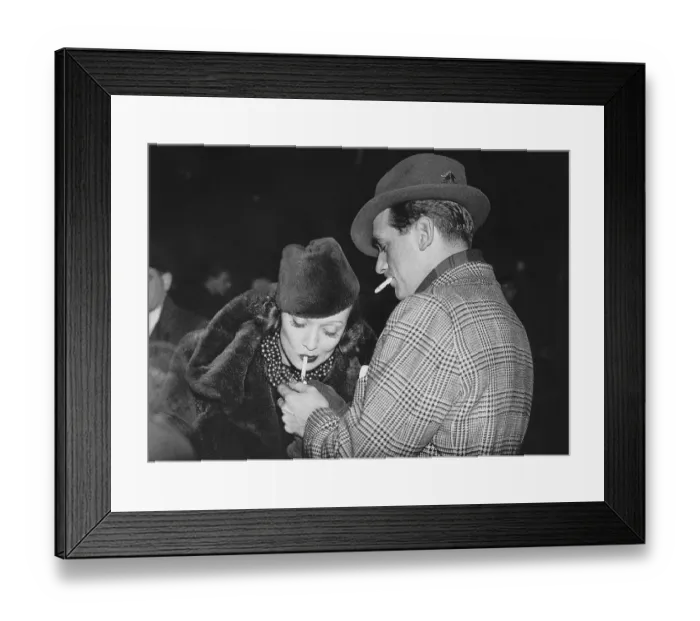 Framed Print : Fairbanks Lights Cigarette For Dietrich Framed Print : Fairbanks Lights Cigarette For Dietrich