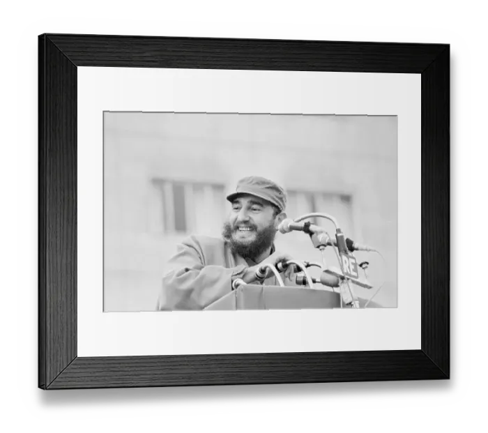 Framed Print : Fidel Castro Speaking at Podium