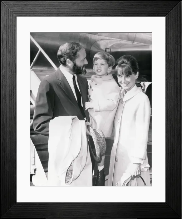 Framed Print : Audrey Hepburn with Family at Airport Framed Print : Audrey Hepburn with Family at Airport