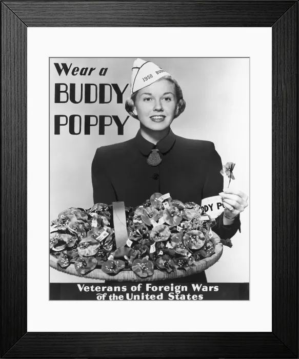 Framed Print : Doris Day Holding Buddy Poppies Framed Print : Doris Day Holding Buddy Poppies