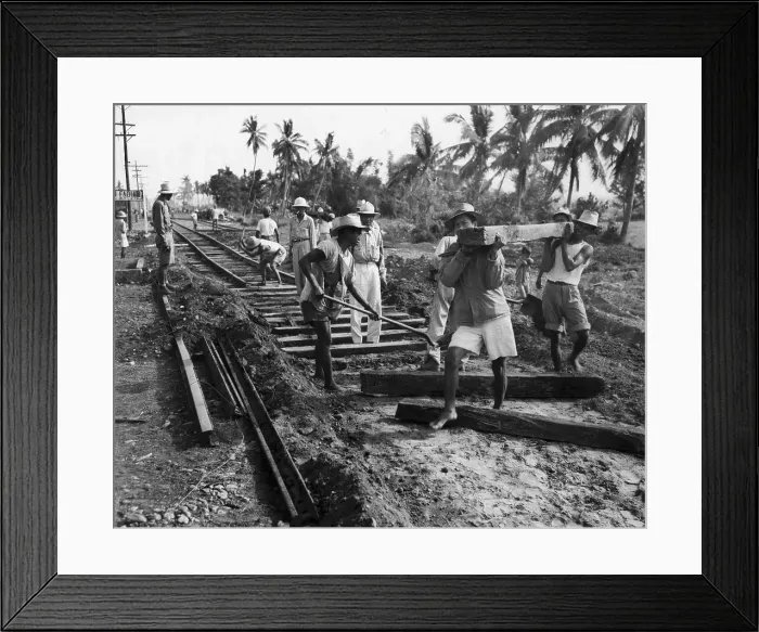 Framed Print : Filipinos Repairing Railroad on Luzon Framed Print : Filipinos Repairing Railroad on Luzon