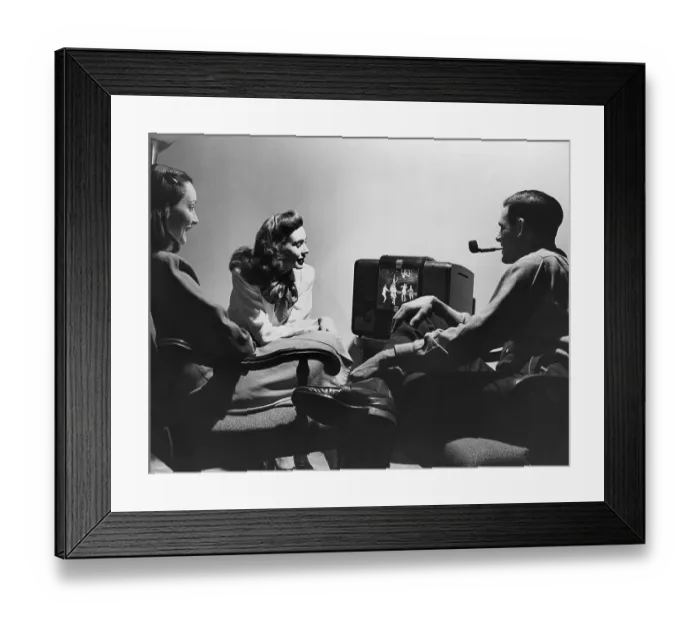 Framed Print : Family Watching Basketball On Tv, 1950 Framed Print : Family Watching Basketball On Tv, 1950