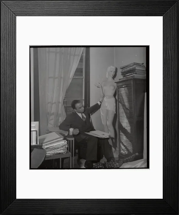 Framed Print : Marcel Rochas Examining Mannequin