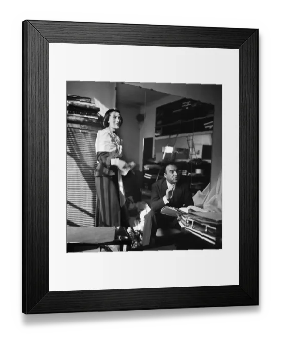 Framed Print : Marcel Rochas and Wife Working in Office Framed Print : Marcel Rochas and Wife Working in Office