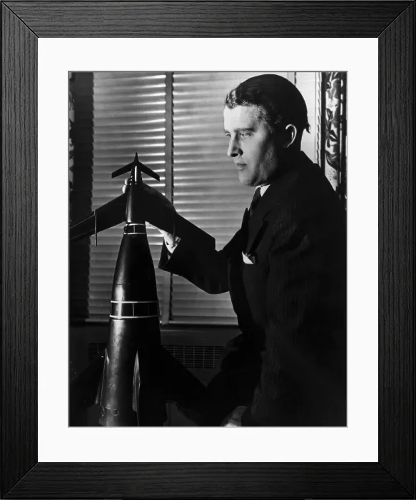 Framed Print : Werner von Braun with Model Rocket Framed Print : Werner von Braun with Model Rocket