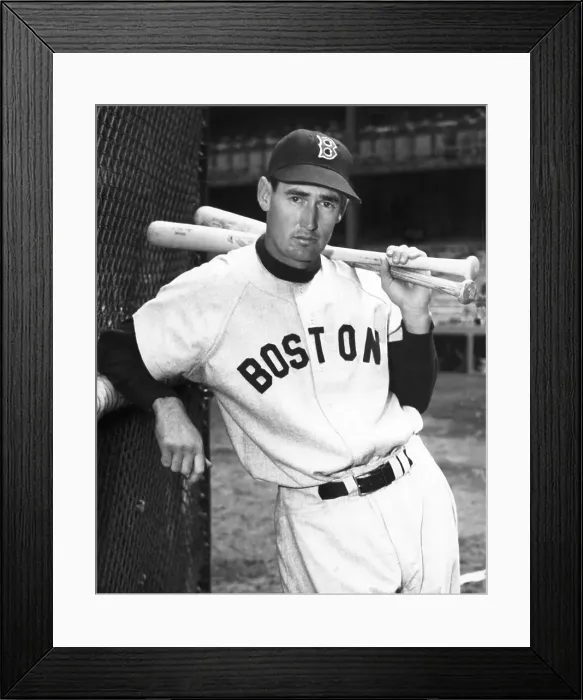 Framed Print : Ted Williams Holding Bats over His Shoulder Framed Print : Ted Williams Holding Bats over His Shoulder
