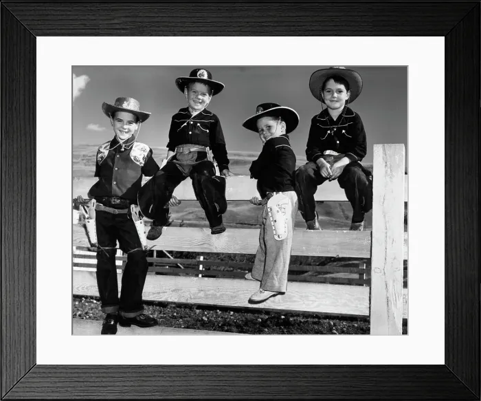 Framed Print : Boys Dressed as Cowboys Framed Print : Boys Dressed as Cowboys