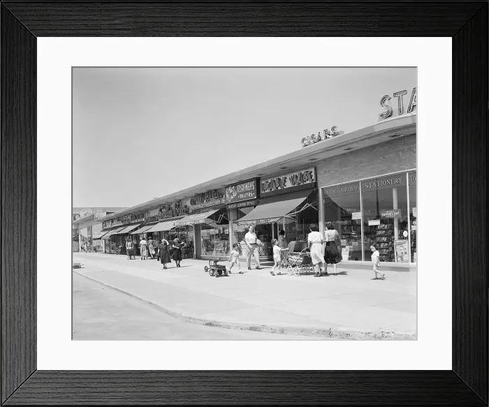 Framed Print : Shopping Center At Long Island In 1950 Framed Print : Shopping Center At Long Island In 1950