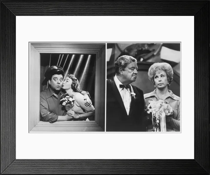 Framed Print : Actors Jackie Gleason and Audrey Meadows in The Honeymooners Framed Print : Actors Jackie Gleason and Audrey Meadows in The Honeymooners
