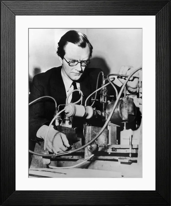 Framed Print : Dr. Maurice Wilkins Working in His Laboratory Framed Print : Dr. Maurice Wilkins Working in His Laboratory
