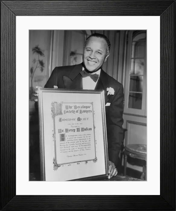 Framed Print : Pioneering Chemist Percy Julian Holding Award Framed Print : Pioneering Chemist Percy Julian Holding Award