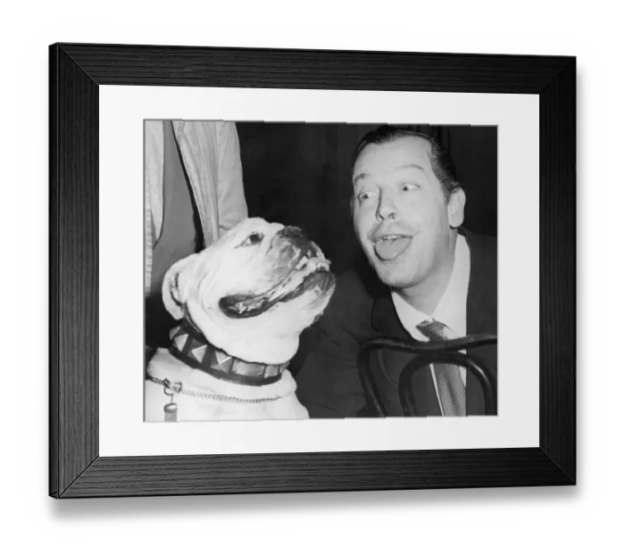 Framed Print : Milton Berle with Jowly Dog Framed Print : Milton Berle with Jowly Dog