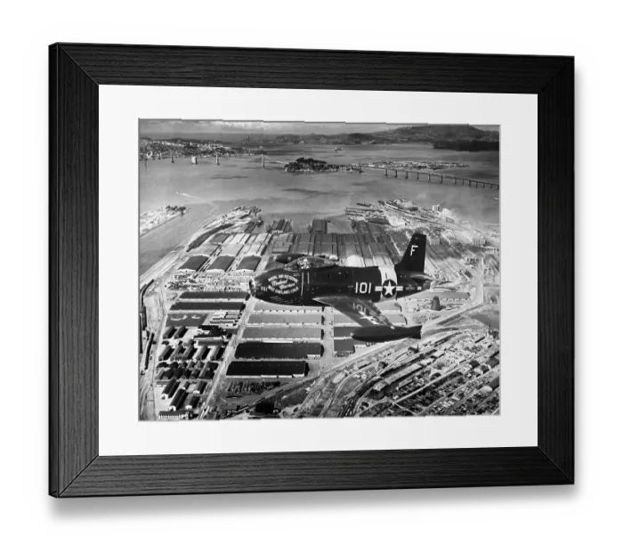 Framed Print : Navy Jet Flying Over Oakland Framed Print : Navy Jet Flying Over Oakland
