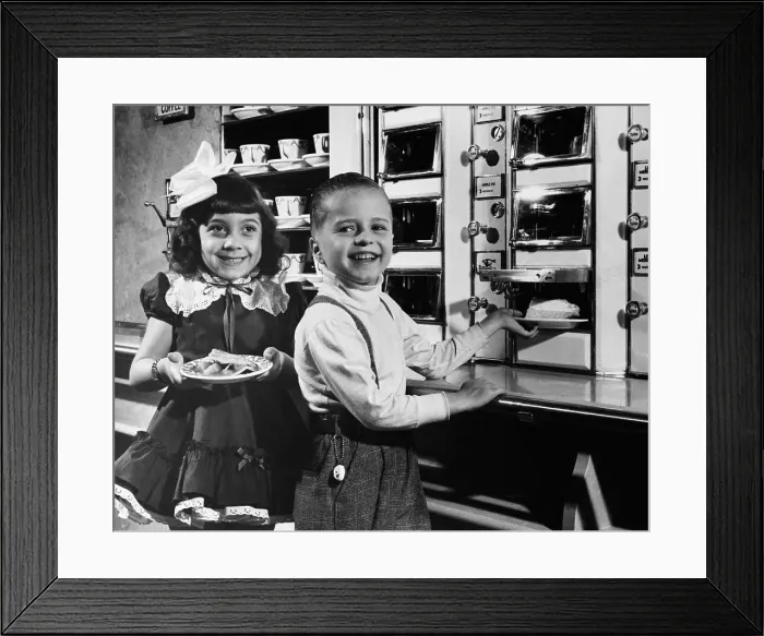 Framed Print : Children Selecting Pieces of Pie from Automat Framed Print : Children Selecting Pieces of Pie from Automat