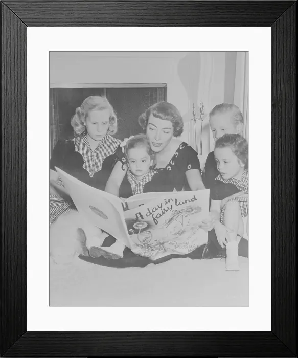 Framed Print : Joan Crawford Reading to Her Children Framed Print : Joan Crawford Reading to Her Children