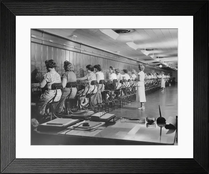 Framed Print : Women Working at Massive Switchboard Framed Print : Women Working at Massive Switchboard