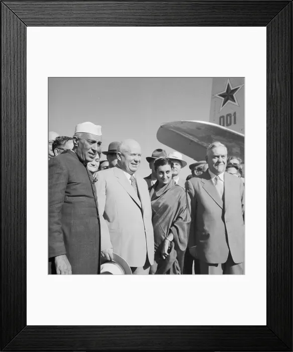 Framed Print : Jawaharlal Nehru and Indira Gandhi with Russian Leaders