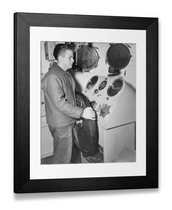 Framed Print : Bevin E. Travis Standing at Ship Wheel Framed Print : Bevin E. Travis Standing at Ship Wheel
