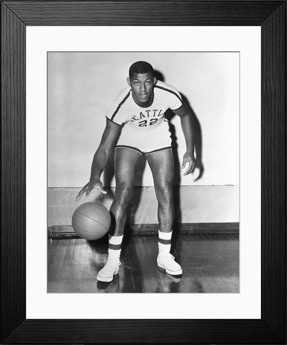 Framed Print : Elgin Baylor Dribbling Basketball Framed Print : Elgin Baylor Dribbling Basketball
