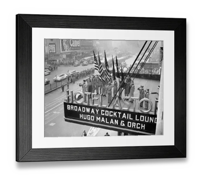 Framed Print : Boy Scouts Salute Atop Hotel Astor Sign Framed Print : Boy Scouts Salute Atop Hotel Astor Sign
